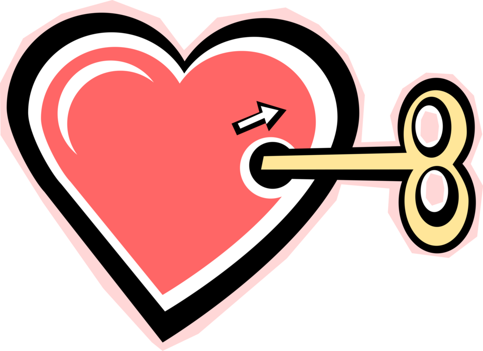 Vector Illustration of Wind Up Toy Heart with Key