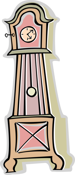 Vector Illustration of Grandfather or Longcase Pendulum Clock Timepiece