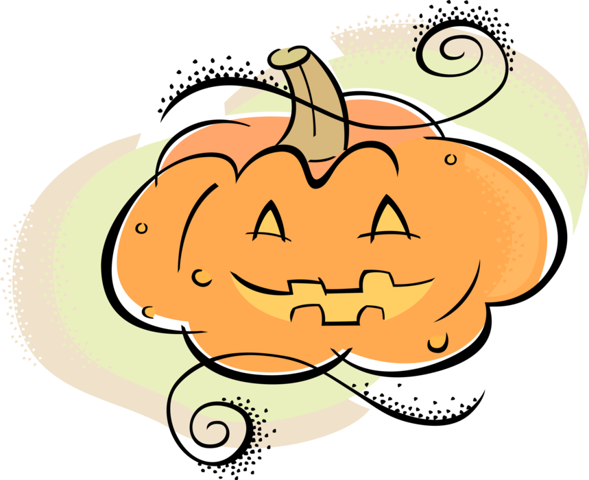 Vector Illustration of Halloween Pumpkin Carved Jack-o'-Lantern
