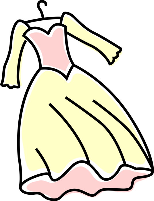 Vector Illustration of Bride's Wedding Dress or Gown Worn by Bride During Marriage Ceremony