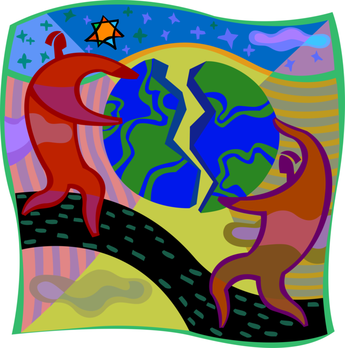 Vector Illustration of Mankind Working to Bring the World Together
