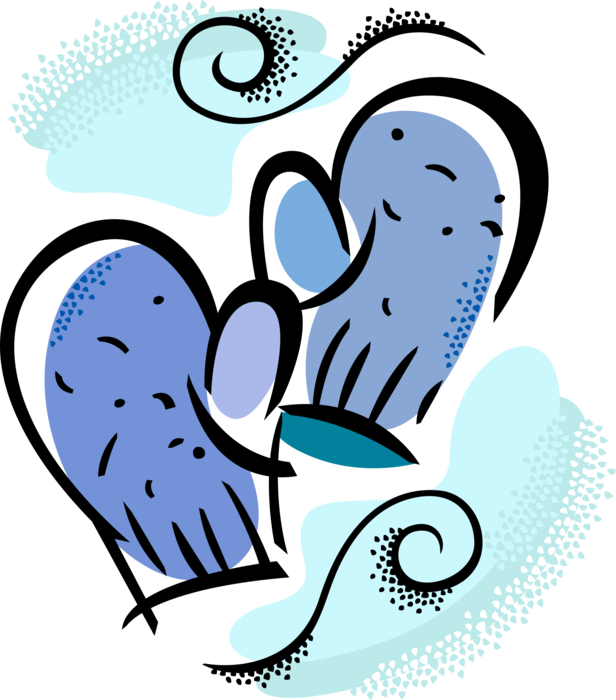 Vector Illustration of Winter Mitts or Mittens Keep Hands Warm