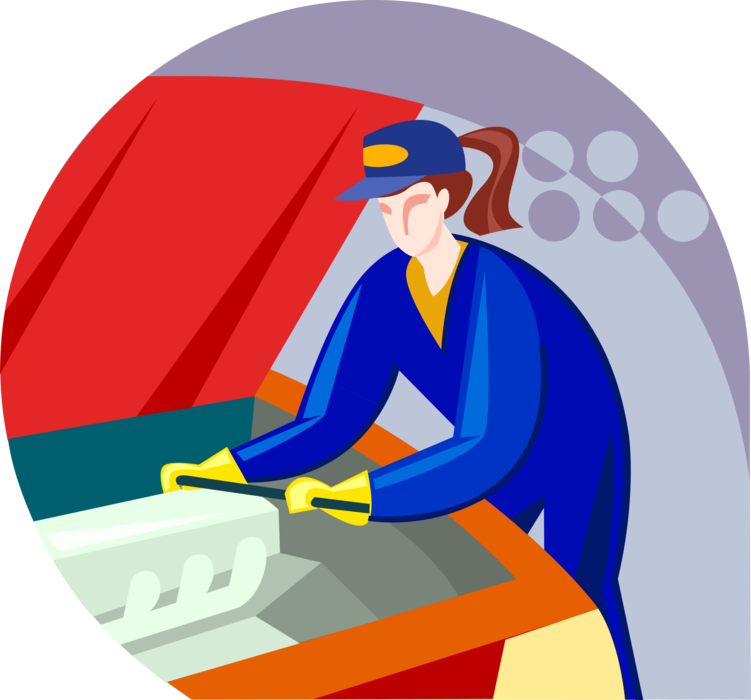 Vector Illustration of Automotive Service Technician Garage Mechanic Working on Motor Vehicle Car Engine 