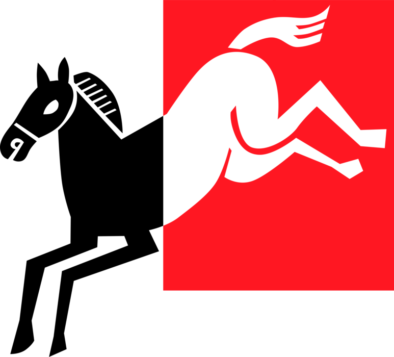 Vector Illustration of Equestrian Horse Kicking Its Legs