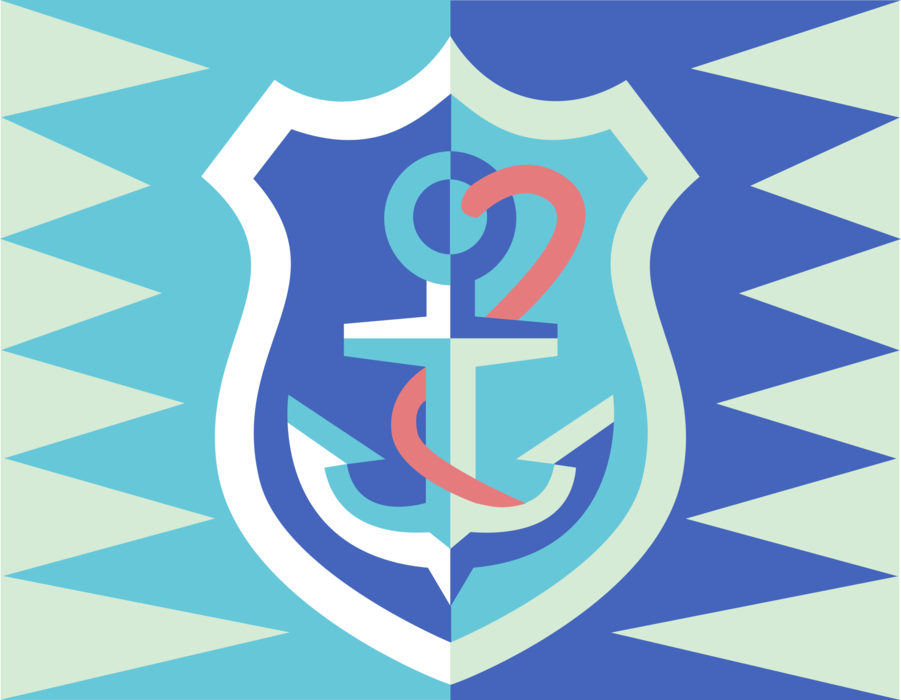 Vector Illustration of Shield and Boat Anchor Prevents Water-Borne Vessel From Drifting in Wind or Current