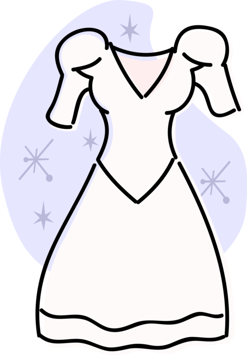 Vector Illustration of Bride's Wedding Dress or Gown Worn by Bride During Marriage Ceremony