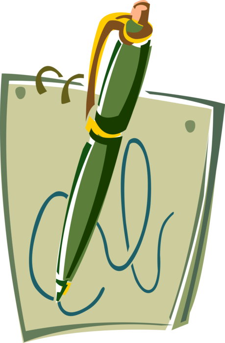 Vector Illustration of Writing Pen and Paper