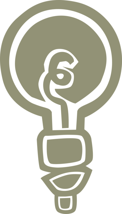 Vector Illustration of Electric Light Bulb Symbol of Invention, Innovation, Inspiration and Good Ideas