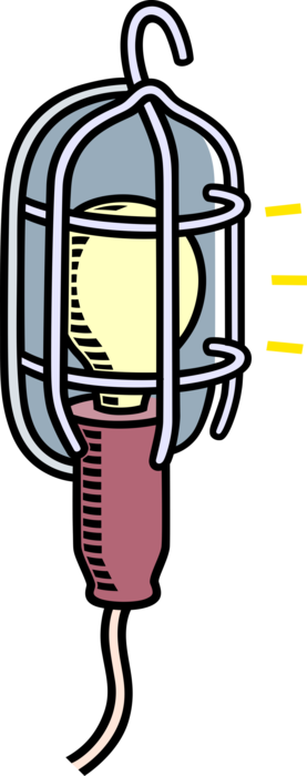 Vector Illustration of Trouble Light, Drop Light or Inspection Lamp Provides Illumination Source