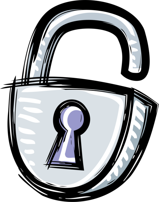 Vector Illustration of Padlock Lock Mechanical Security Fastening Device to Prevent Use, Theft, Vandalism