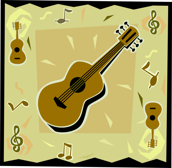 Vector Illustration of Acoustic Guitar Stringed Musical Instrument