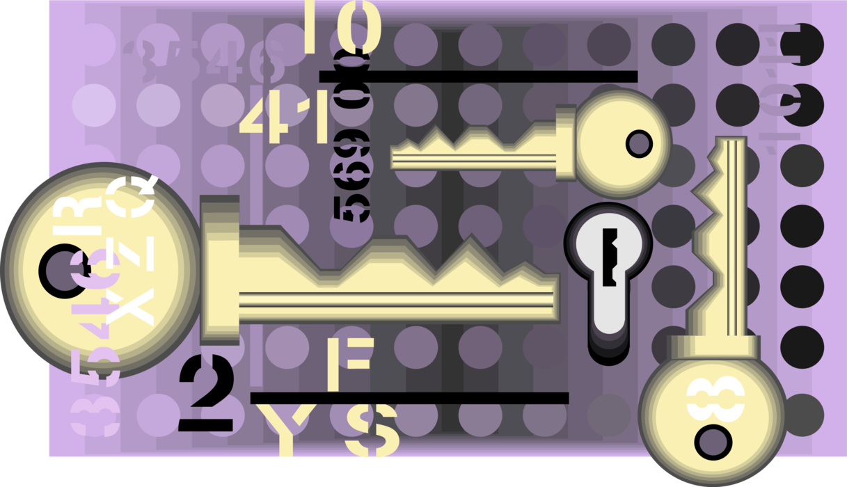 Vector Illustration of Security Key used to Lock or Unlock Padlock Mechanical Security Fastening Device