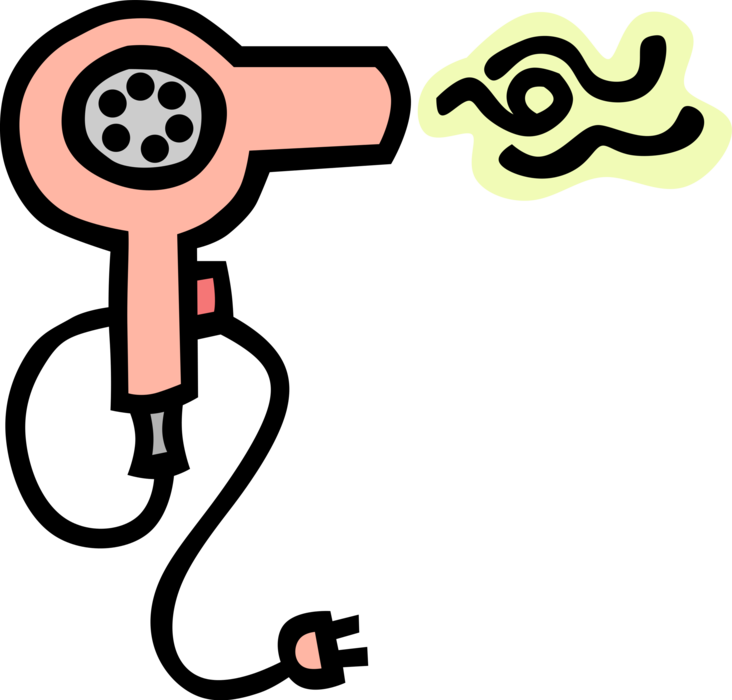 Vector Illustration of Portable Electric Hair Dryer or Blow Dryer 