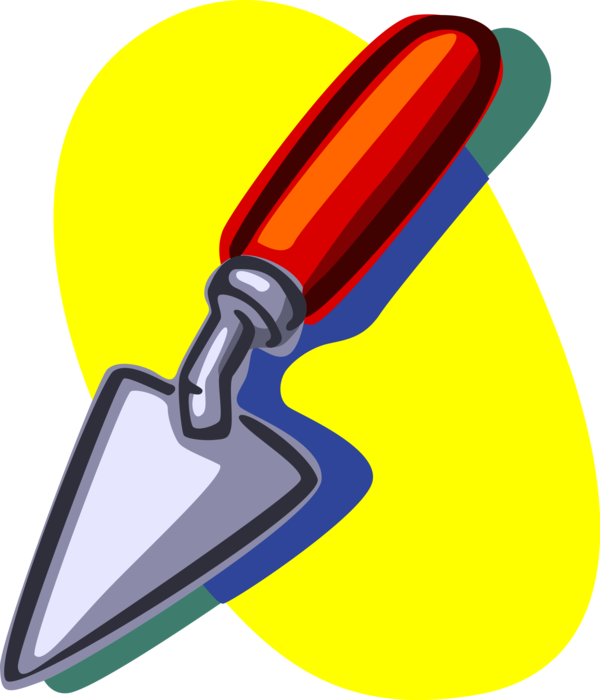 Vector Illustration of Mason Bricklayer's Masonry Trowel Tool used for Leveling, Spreading, or Shaping Cement