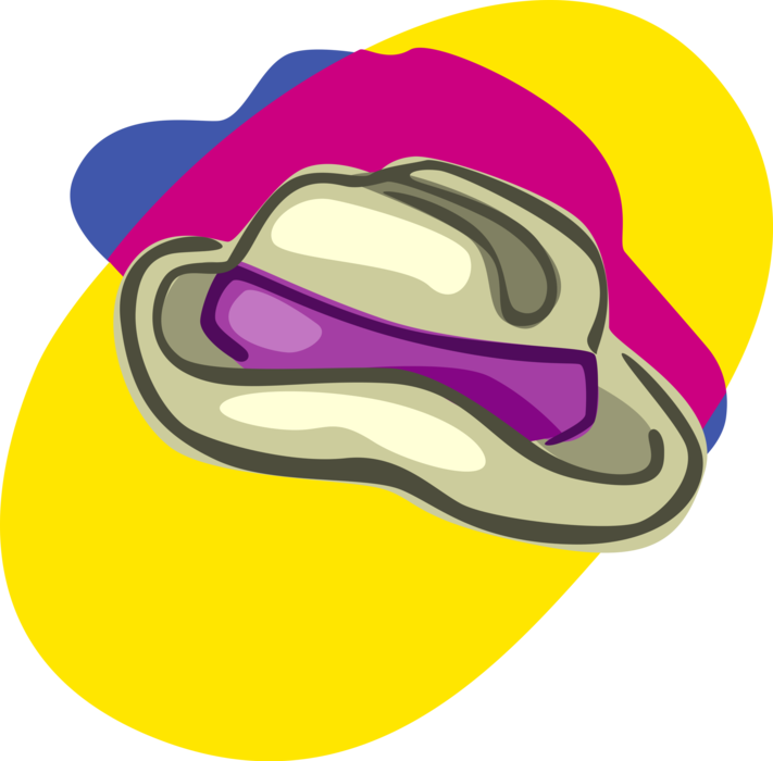 Vector Illustration of Men's Wide Brim Hat with Indented Crown
