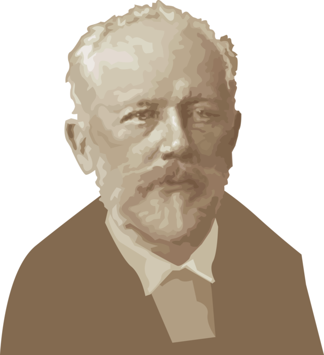 Vector Illustration of Pyotr Tchaikovsky Russian Popular Music Composer in Classical Repertoire