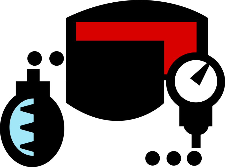 Vector Illustration of Blood Pressure Gauge Aneroid Sphygmomanometer with Cuff Measures Arterial Pressure in Systemic Circulation