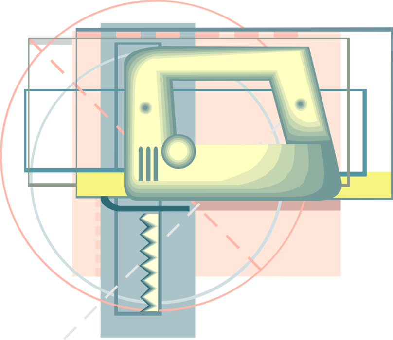 Vector Illustration of Electric Powered Jigsaw Tool for Cutting Arbitrary Curves