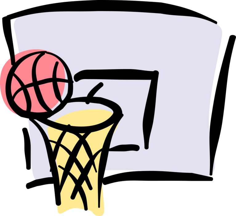 Vector Illustration of Sport of Basketball Net Hoop and Ball