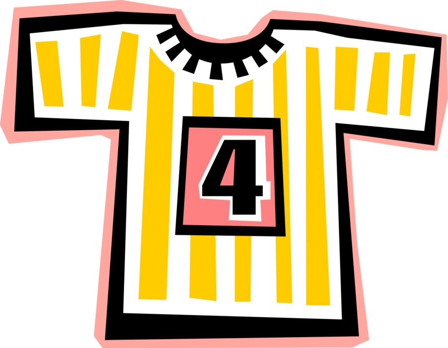 Vector Illustration of Sports Team T-Shirt or Tee Shirt Unisex Fabric Garment