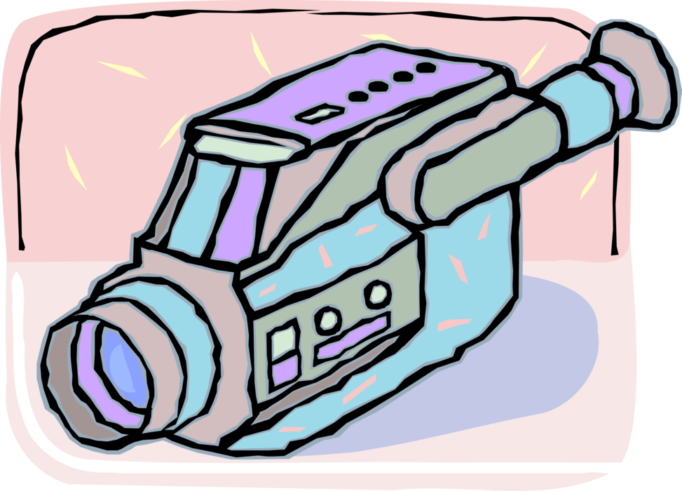 Vector Illustration of Home Videocamera Camcorder Video Camera Photographic Equipment
