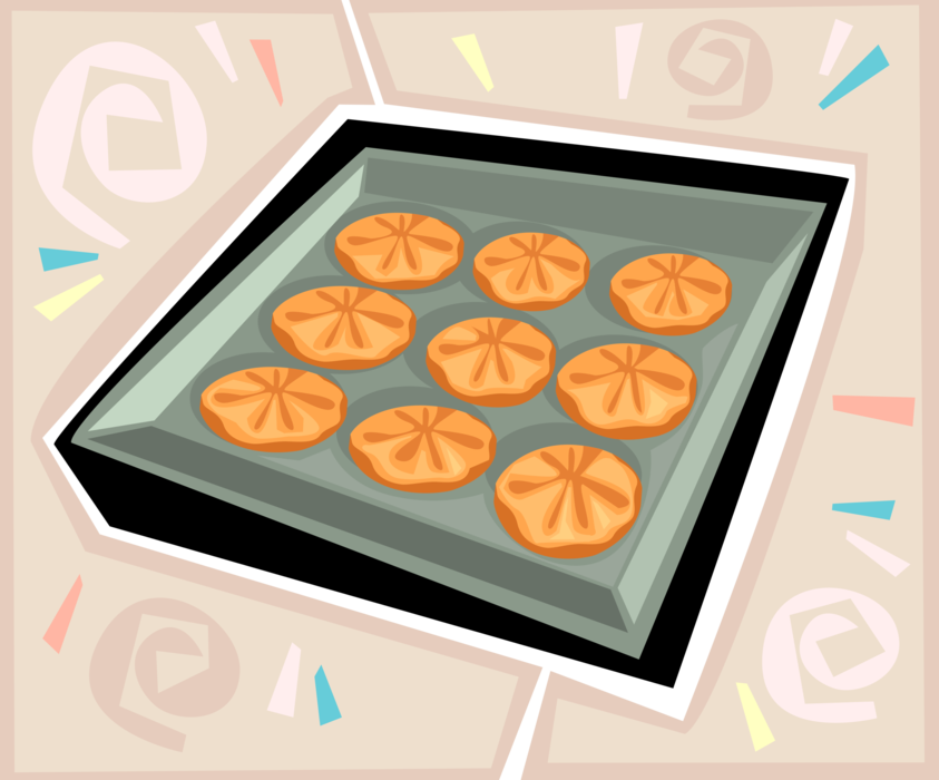 Vector Illustration of Baked Cookies on Cookie Sheet Tray