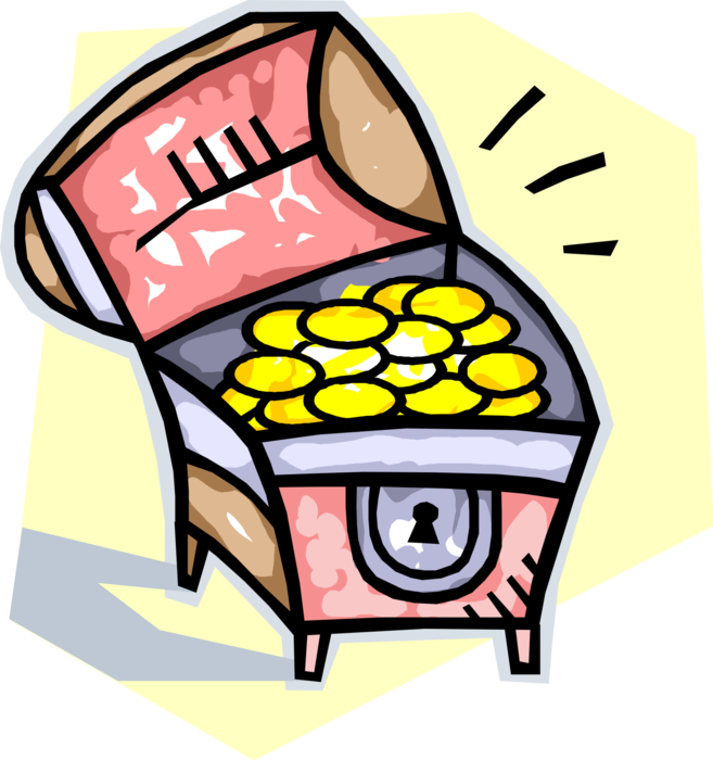 Vector Illustration of Buccaneer Pirate's Treasure Chest Holds Wealth and Great Riches