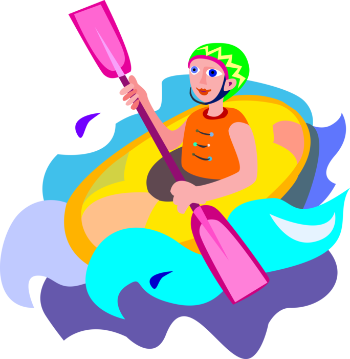 Vector Illustration of Extreme Water Sports Whitewater Rafting