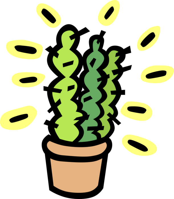 Vector Illustration of Desert Vegetation Succulent Cactus