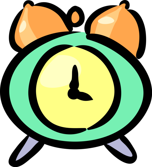 Vector Illustration of Alarm Clock Ringing Its Morning Wake-Up Call