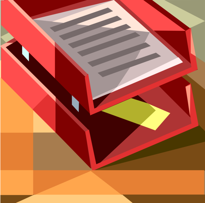 Vector Illustration of Office Desk In-Box Holds Incoming Mail, Messages, or Work