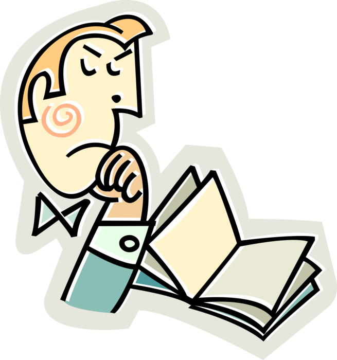 Vector Illustration of Businessman Reads Book