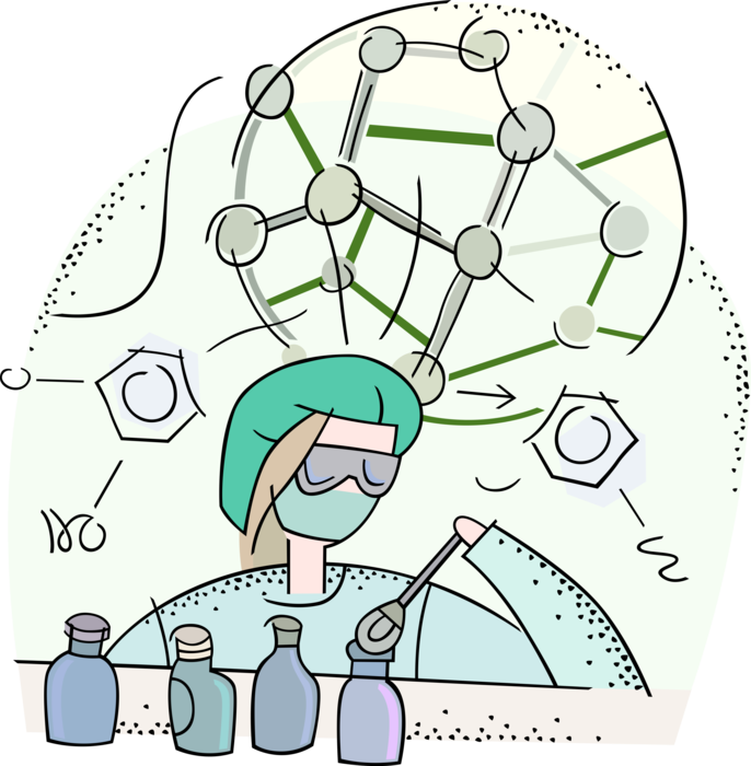 Vector Illustration of Diagnostic Molecular Scientist Conducts Tests for Medical Diagnoses and Analyses