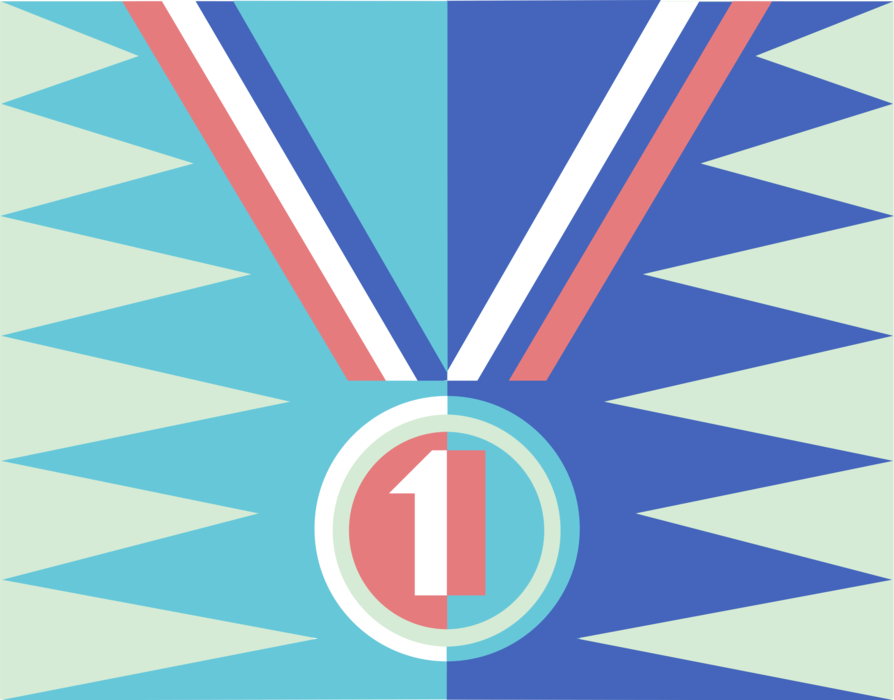 Vector Illustration of Medal or Medallion Recognizes Sporting, Military, Scientific, Academic Achievements