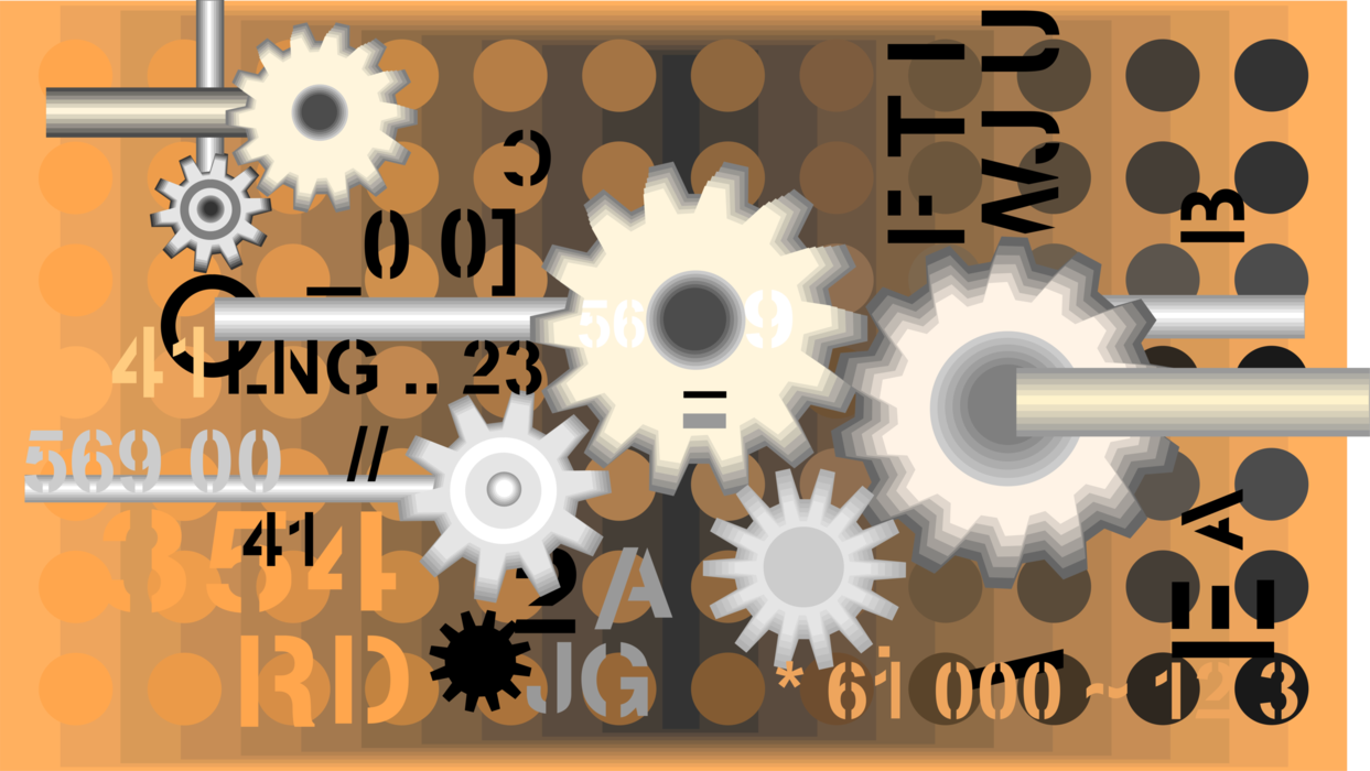 Vector Illustration of Cogwheel Gear Mechanism of Business Finance