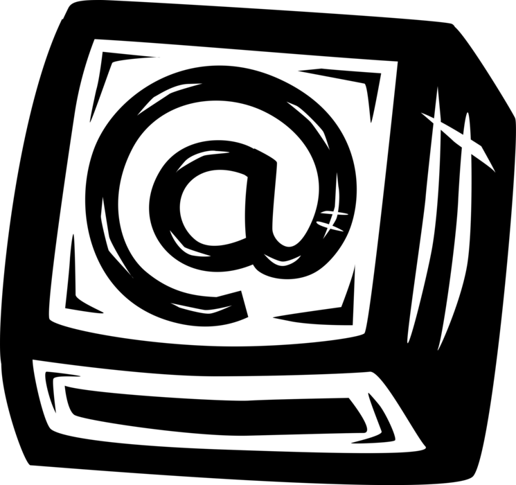 Vector Illustration of Email Correspondence @ Sign Alphanumeric Key on Computer Keyboard