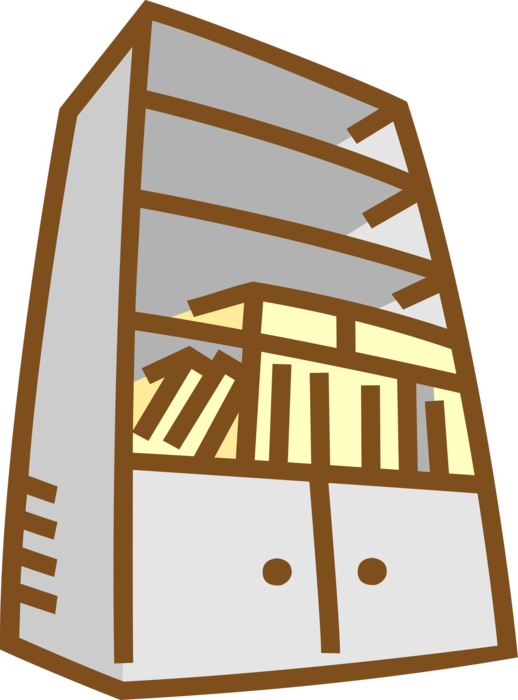 Vector Illustration of Bookcase or Bookshelf Furniture Stores Books