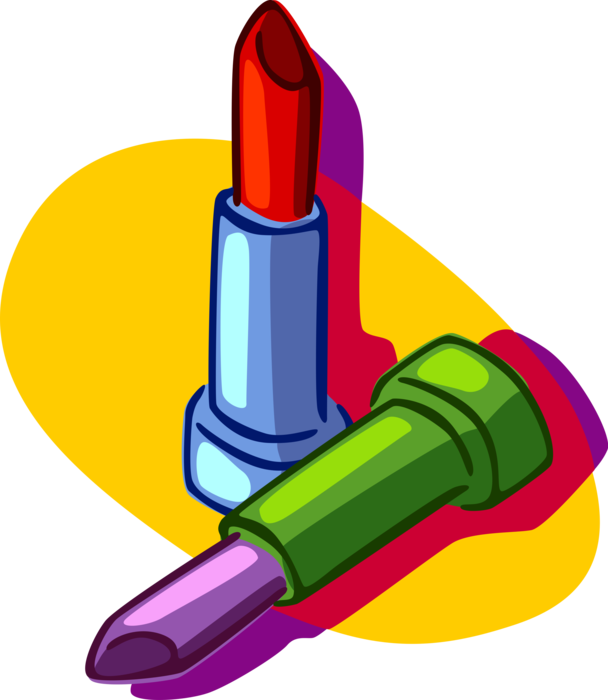Vector Illustration of Lipstick Cosmetic Beauty Product Colors the Lips