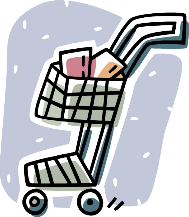 Vector Illustration of Supermarket Grocery Store Shopping Cart