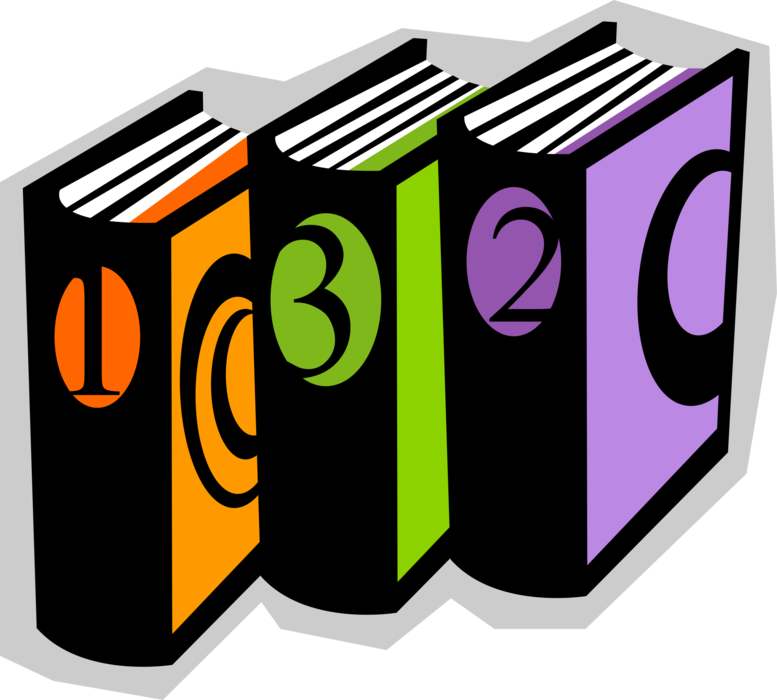 Vector Illustration of Books as Printed Works of Literature Fiction or Nonfiction Borrowed from Lending Library