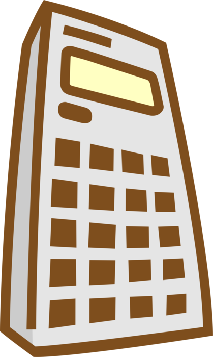 Vector Illustration of Calculator Portable Electronic Device Performs Basic Operations of Mathematics