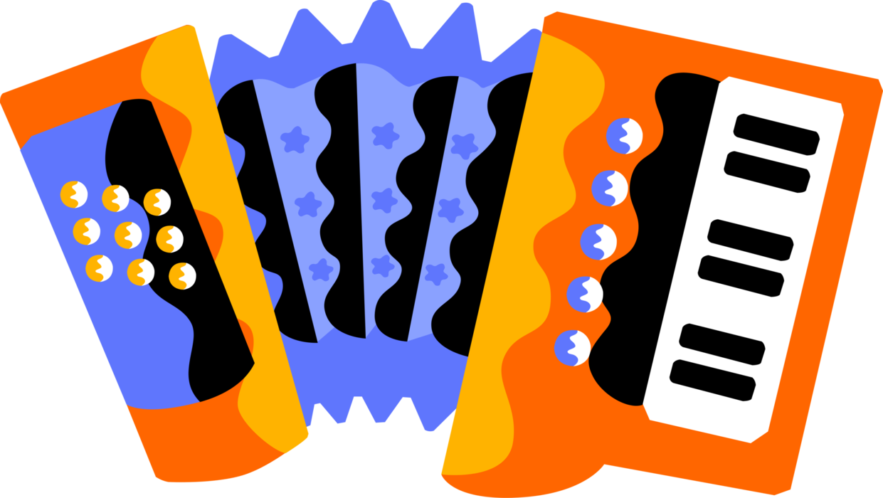 Vector Illustration of Accordion Bellows-Driven Musical Instrument