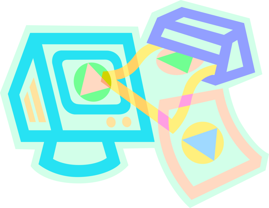 Vector Illustration of Computer Printer Peripheral Document Printing Device