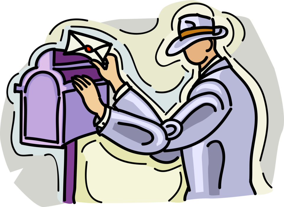 Vector Illustration of Posting or Mailing Love Letter in Post Office Mailbox
