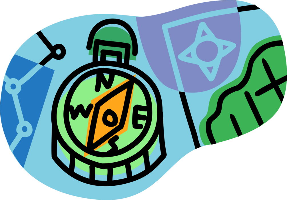 Vector Illustration of Magnetic Compass for Navigation and Finding Direction Points to "Magnetic North"
