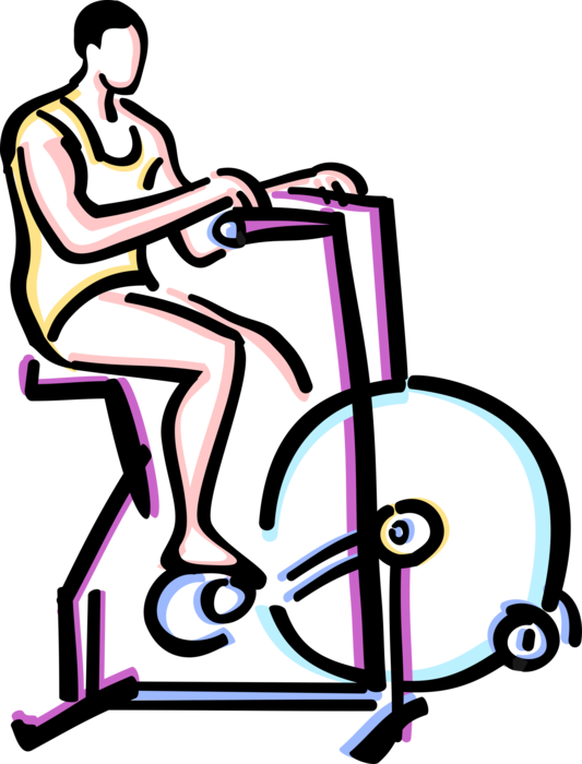 Vector Illustration of Physical Fitness Exercise Workout on Stationary Bike