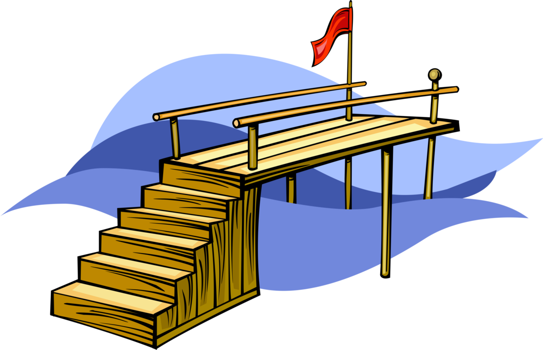 Vector Illustration of Landing Pier Dock or Wharf