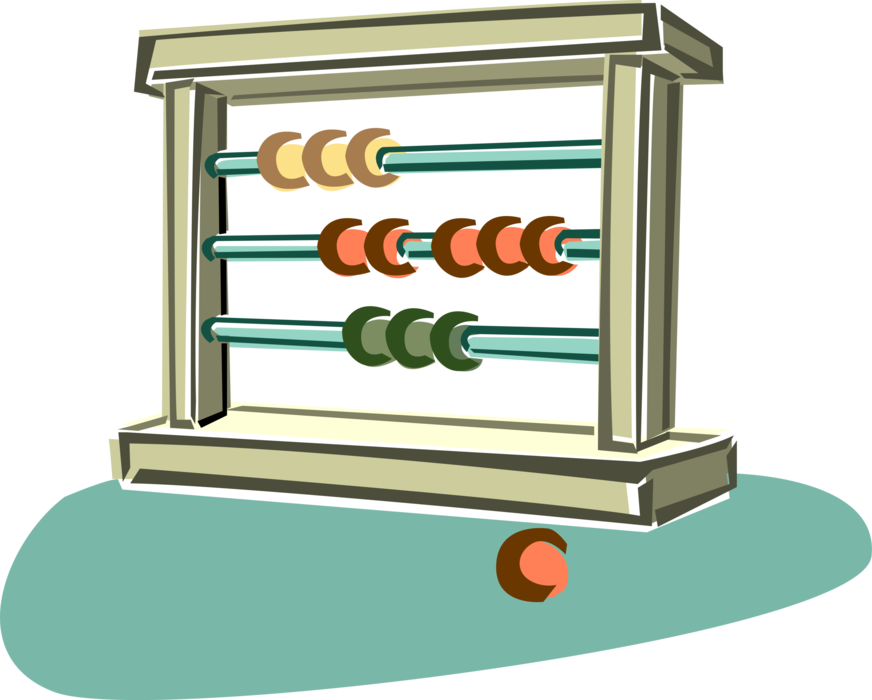 Vector Illustration of Abacus Counting Bead Frame Calculating Tool