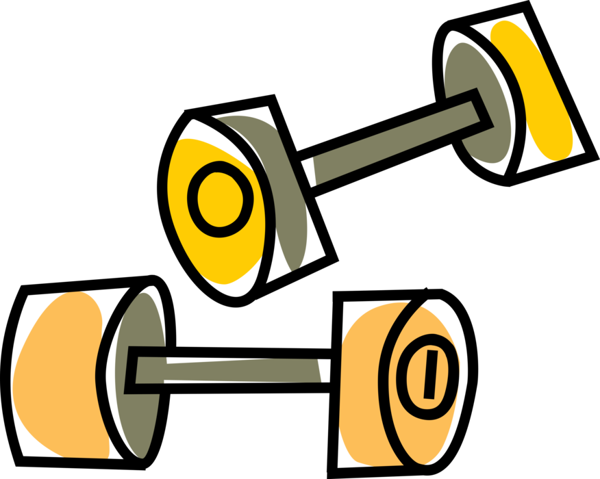 Vector Illustration of Bodybuilding and Physical Fitness Exercise Workout and Weightlifting Barbell Weights