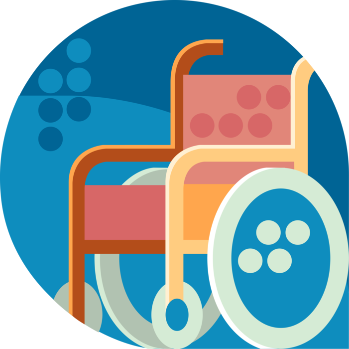 Vector Illustration of Handicapped or Disabled Wheelchair used by Injured or Disabled People